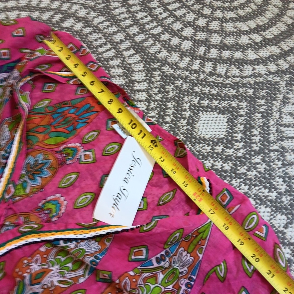 Jessica Taylor Dress Cover Up Womens 2X Pink Pointed Hem Flowy‎ Boho Deep V NEW - Picture 5 of 11